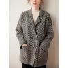 image:imagechouyatou Womens Herringbone Striped Cardigans Double Breasted Dressy Blazer Peacoat Sweater Coatigan JacketBlack