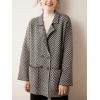image:imagechouyatou Womens Herringbone Striped Cardigans Double Breasted Dressy Blazer Peacoat Sweater Coatigan JacketBlack