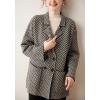 image:imagechouyatou Womens Herringbone Striped Cardigans Double Breasted Dressy Blazer Peacoat Sweater Coatigan JacketBlack