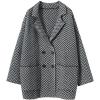 image:imagechouyatou Womens Herringbone Striped Cardigans Double Breasted Dressy Blazer Peacoat Sweater Coatigan JacketBlack