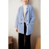 image:imagechouyatou Womens Herringbone Striped Cardigans Double Breasted Dressy Blazer Peacoat Sweater Coatigan JacketBlue