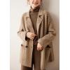 image:imagechouyatou Womens Herringbone Striped Cardigans Double Breasted Dressy Blazer Peacoat Sweater Coatigan JacketBrown