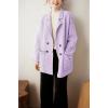 image:imagechouyatou Womens Herringbone Striped Cardigans Double Breasted Dressy Blazer Peacoat Sweater Coatigan JacketPurple