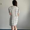 image:imagechouyatou Womens Tweed Mini Dress Short Sleeve Crew Neck Work Office Elegant Formal Summer A Line DressesBeige