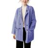 image:imagechouyatou Womens Herringbone Striped Cardigans Double Breasted Dressy Blazer Peacoat Sweater Coatigan JacketRoyal Blue