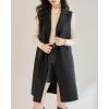 image:imagechouyatou Women Wool Long Vest Sleeveless Blazer Jackets Business Casual Fall Winter Cardigan OuterwearBlack
