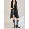 image:imagechouyatou Women Wool Long Vest Sleeveless Blazer Jackets Business Casual Fall Winter Cardigan OuterwearBlack