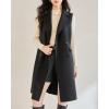 image:imagechouyatou Women Wool Long Vest Sleeveless Blazer Jackets Business Casual Fall Winter Cardigan OuterwearBlack