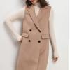 image:imagechouyatou Women Wool Long Vest Sleeveless Blazer Jackets Business Casual Fall Winter Cardigan OuterwearCamel