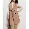 image:imagechouyatou Women Wool Long Vest Sleeveless Blazer Jackets Business Casual Fall Winter Cardigan OuterwearCamel