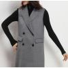 image:imagechouyatou Women Wool Long Vest Sleeveless Blazer Jackets Business Casual Fall Winter Cardigan OuterwearGrey