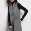 image:imagechouyatou Women Wool Long Vest Sleeveless Blazer Jackets Business Casual Fall Winter Cardigan OuterwearGrey