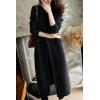 image:imagechouyatou Womens Cable Long Sweater Cardigan Open Front Lightweight Oversized Knit Blazer Jacket CoatBlack