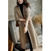 image:imagechouyatou Womens Cable Long Sweater Cardigan Open Front Lightweight Oversized Knit Blazer Jacket CoatKhaki