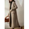 image:imagechouyatou Womens Cable Long Sweater Cardigan Open Front Lightweight Oversized Knit Blazer Jacket CoatKhaki