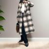 image:imagechouyatou Womens Casual Business Wool Blend Coat Loose Double Breasted Suit Coat Dressy Blazer Pea CoatKhaki