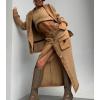 image:imagechouyatou Womens Casual Lapel Ribbed Knit Blazer Jacket Vintage Double Breasted Boyfriend Oversized Trench CoatKhaki