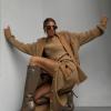 image:imagechouyatou Womens Casual Lapel Ribbed Knit Blazer Jacket Vintage Double Breasted Boyfriend Oversized Trench CoatKhaki
