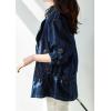 image:imagechouyatou Womens Casual Notch Lapel Denim Jacket Blazer Boyfriend Button Down Jean Jacket ShacketDark Blue