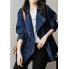 image:imagechouyatou Womens Casual Notch Lapel Denim Jacket Blazer Boyfriend Button Down Jean Jacket ShacketDark Blue