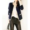 image:imagechouyatou Womens Elegant Knit Open Front Cardigan Sweater RIC Rac Slim Business Casual Blazer JacketNavy Blue