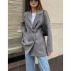 image:imagechouyatou Womens Fall Double Breasted Wool Blazer Jacket Work Office Notch Lapel Wool Jacket CoatGrey