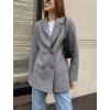 image:imagechouyatou Womens Fall Double Breasted Wool Blazer Jacket Work Office Notch Lapel Wool Jacket CoatGrey