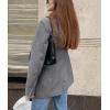image:imagechouyatou Womens Fall Double Breasted Wool Blazer Jacket Work Office Notch Lapel Wool Jacket CoatGrey