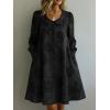 image:imagechouyatou Womens Floral Embroidery Casual Loose Shirt Dress Button Down Pleated Swing Beach Midi Dress with PocketsBlack