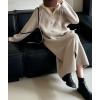 image:imagechouyatou Womens Maxi Long Hooded Cardigan Open Front Blazer Oversized Knit Sweater Coat Fall OvercoatApricot