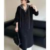 image:imagechouyatou Womens Maxi Long Hooded Cardigan Open Front Blazer Oversized Knit Sweater Coat Fall OvercoatBlack
