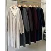 image:imagechouyatou Womens Maxi Long Hooded Cardigan Open Front Blazer Oversized Knit Sweater Coat Fall OvercoatBlack
