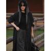 image:imagechouyatou Womens Maxi Long Hooded Cardigan Open Front Blazer Oversized Knit Sweater Coat Fall OvercoatBlack
