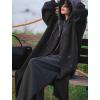 image:imagechouyatou Womens Maxi Long Hooded Cardigan Open Front Blazer Oversized Knit Sweater Coat Fall OvercoatBlack