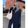 image:imagechouyatou Womens Maxi Long Hooded Cardigan Open Front Blazer Oversized Knit Sweater Coat Fall OvercoatBlue