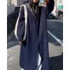 image:imagechouyatou Womens Maxi Long Hooded Cardigan Open Front Blazer Oversized Knit Sweater Coat Fall OvercoatBlue