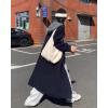 image:imagechouyatou Womens Maxi Long Hooded Cardigan Open Front Blazer Oversized Knit Sweater Coat Fall OvercoatBlue