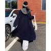 image:imagechouyatou Womens Maxi Long Hooded Cardigan Open Front Blazer Oversized Knit Sweater Coat Fall OvercoatBlue