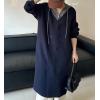 image:imagechouyatou Womens Maxi Long Hooded Cardigan Open Front Blazer Oversized Knit Sweater Coat Fall OvercoatBlue