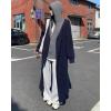 image:imagechouyatou Womens Maxi Long Hooded Cardigan Open Front Blazer Oversized Knit Sweater Coat Fall OvercoatBlue
