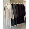 image:imagechouyatou Womens Maxi Long Hooded Cardigan Open Front Blazer Oversized Knit Sweater Coat Fall OvercoatBurgundy