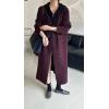 image:imagechouyatou Womens Maxi Long Hooded Cardigan Open Front Blazer Oversized Knit Sweater Coat Fall OvercoatBurgundy