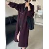 image:imagechouyatou Womens Maxi Long Hooded Cardigan Open Front Blazer Oversized Knit Sweater Coat Fall OvercoatBurgundy