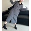 image:imagechouyatou Womens Maxi Long Hooded Cardigan Open Front Blazer Oversized Knit Sweater Coat Fall OvercoatGrey
