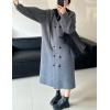 image:imagechouyatou Womens Maxi Long Hooded Cardigan Open Front Blazer Oversized Knit Sweater Coat Fall OvercoatGrey