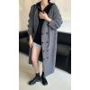 image:imagechouyatou Womens Maxi Long Hooded Cardigan Open Front Blazer Oversized Knit Sweater Coat Fall OvercoatGrey