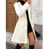 image:imagechouyatou Womens Notched Lapel Double Breasted Wool Trench Coat Work Casual Mid Long Blazer Pea Coat OvercoatBeige White