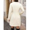 image:imagechouyatou Womens Notched Lapel Double Breasted Wool Trench Coat Work Casual Mid Long Blazer Pea Coat OvercoatBeige White