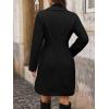 image:imagechouyatou Womens Notched Lapel Double Breasted Wool Trench Coat Work Casual Mid Long Blazer Pea Coat OvercoatBlack