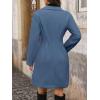 image:imagechouyatou Womens Notched Lapel Double Breasted Wool Trench Coat Work Casual Mid Long Blazer Pea Coat OvercoatBlue